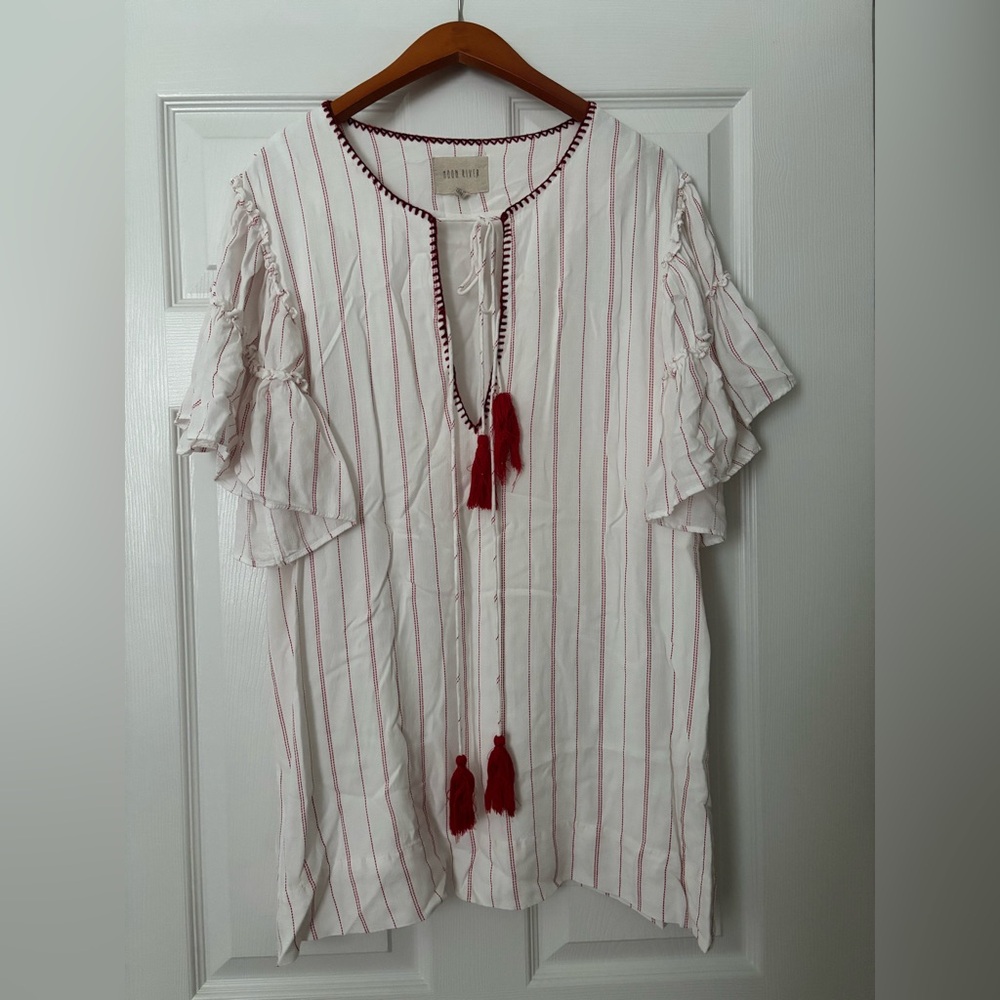 Dear John White and Red Tassel Tunic